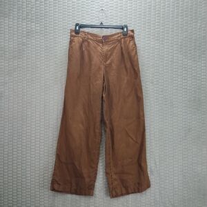 Lands' End Women's Wide Leg High Rise Linen Pants-Chocolate Brown-4P